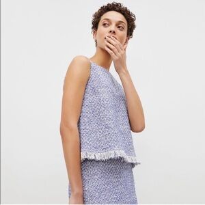 NEW MM.LaFleur Lavender Tweed Sleeveless Fringe Top